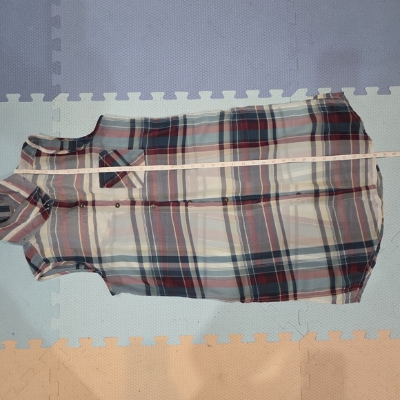 Jolt Juniors Sleeveless Plaid And Lace Lightweight Button-Up Tunic Size S - Picture 6 of 7